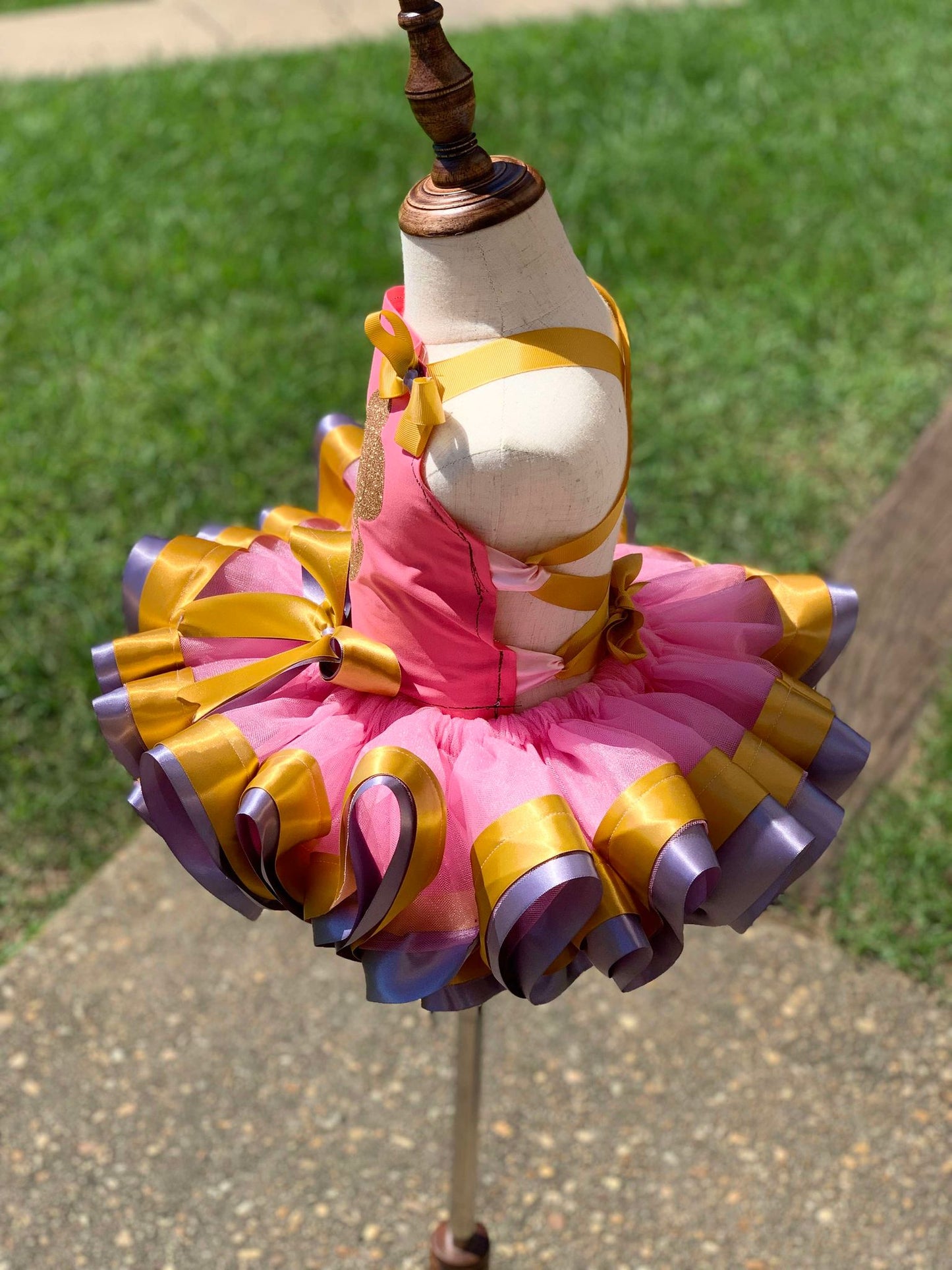 Pink, purple and gold back out Bodice Tutu set