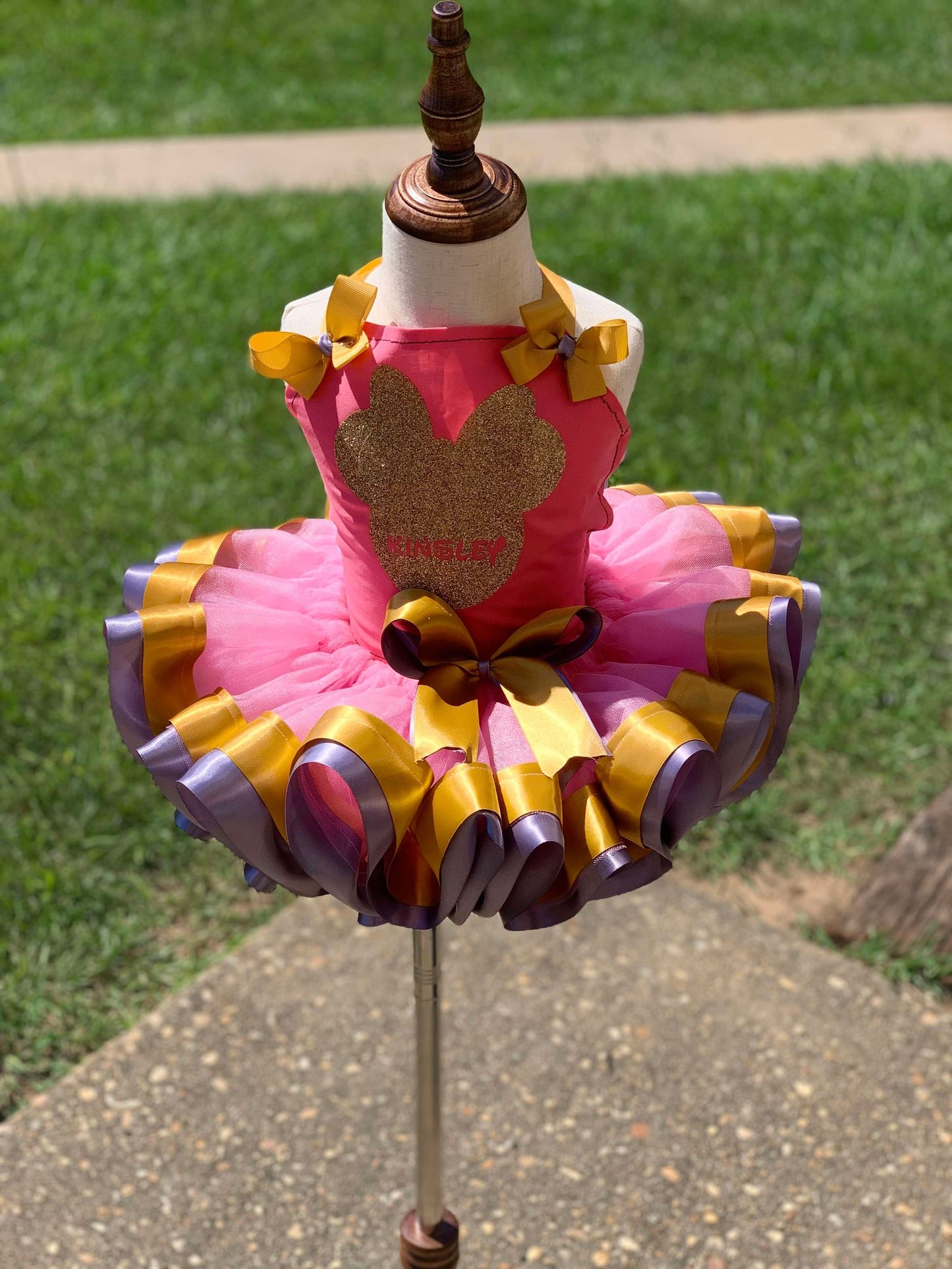 Pink, purple and gold back out Bodice Tutu set