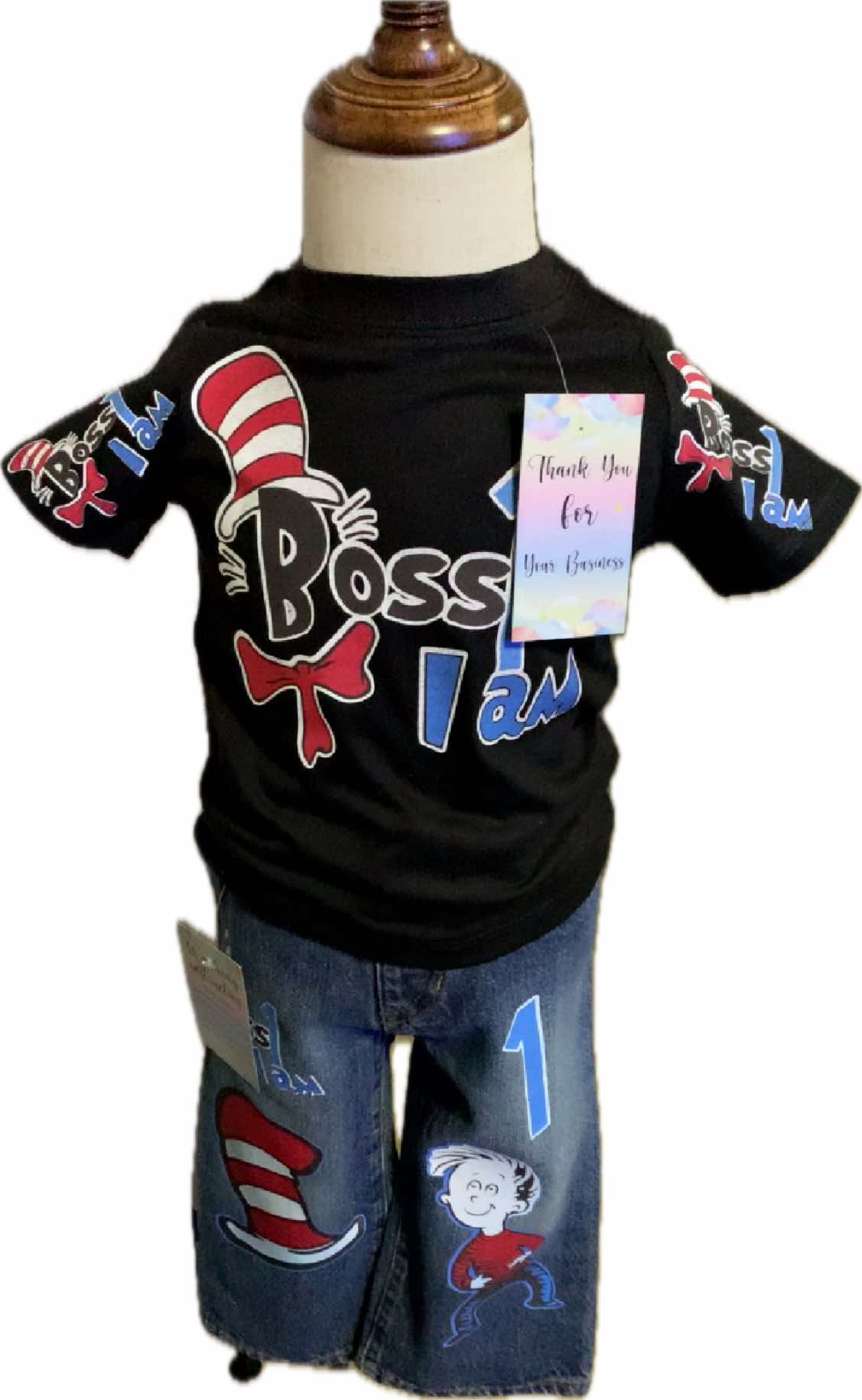Dr. Seuss Cat in the Hat Overalls or Jean Set