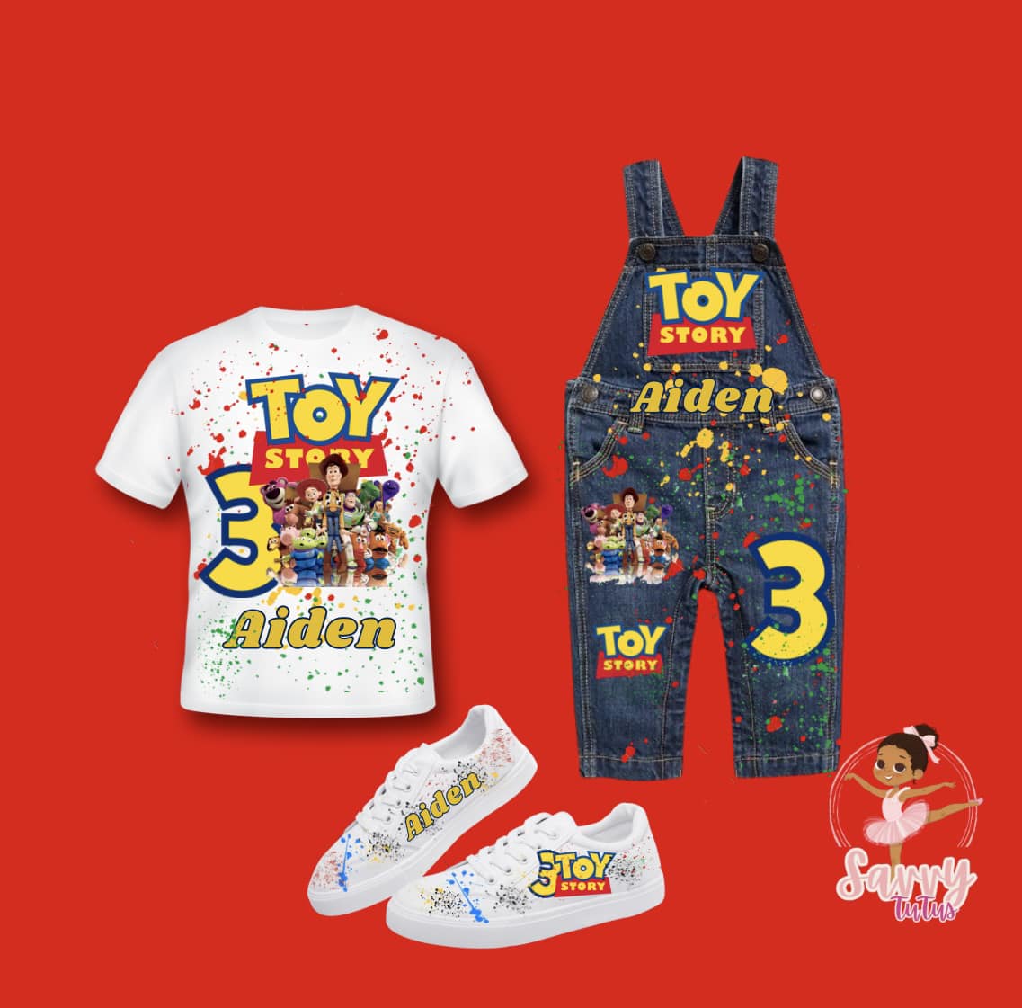 Custom Toy story Denim Overall Set