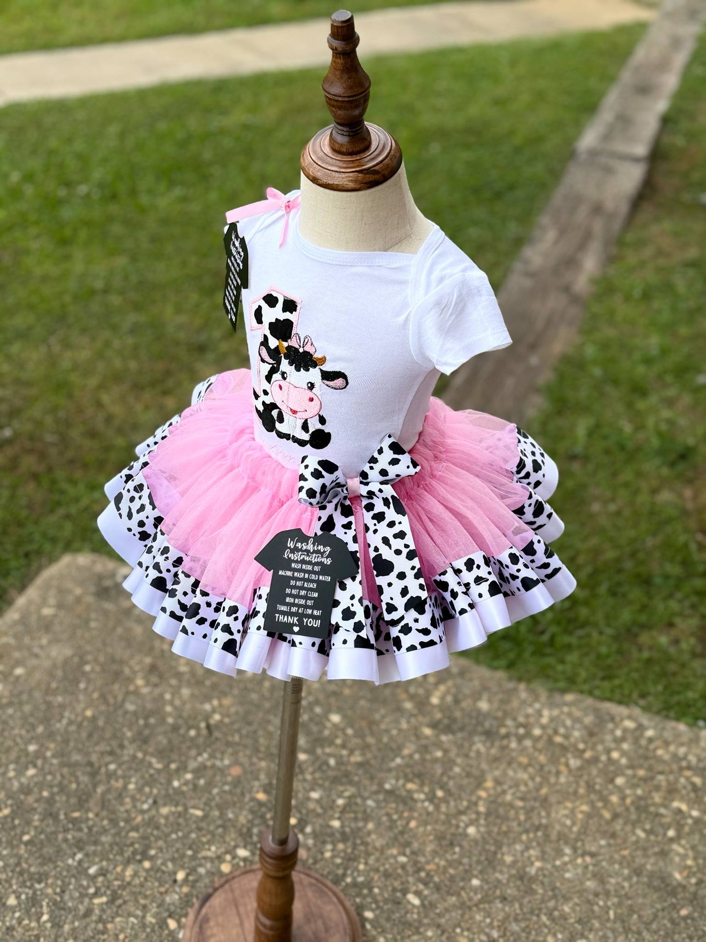 π Cow Print Birthday Tutu Set β Made to Order | Sugarplum Stitches π