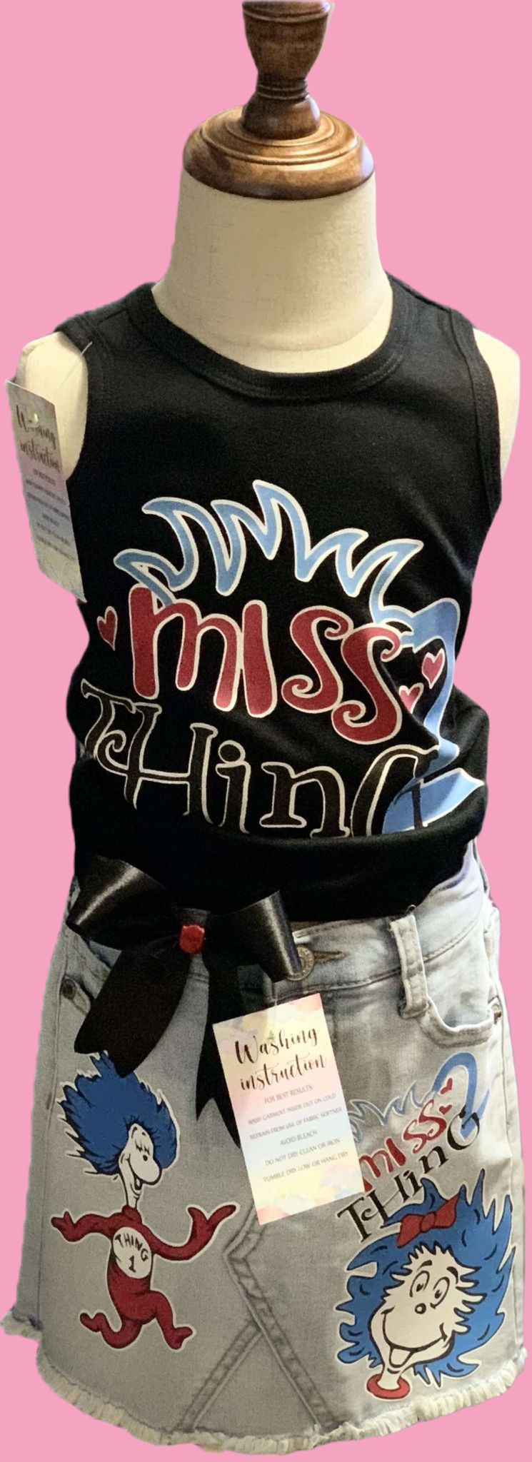 Thing One/2 Blue jean skirt set