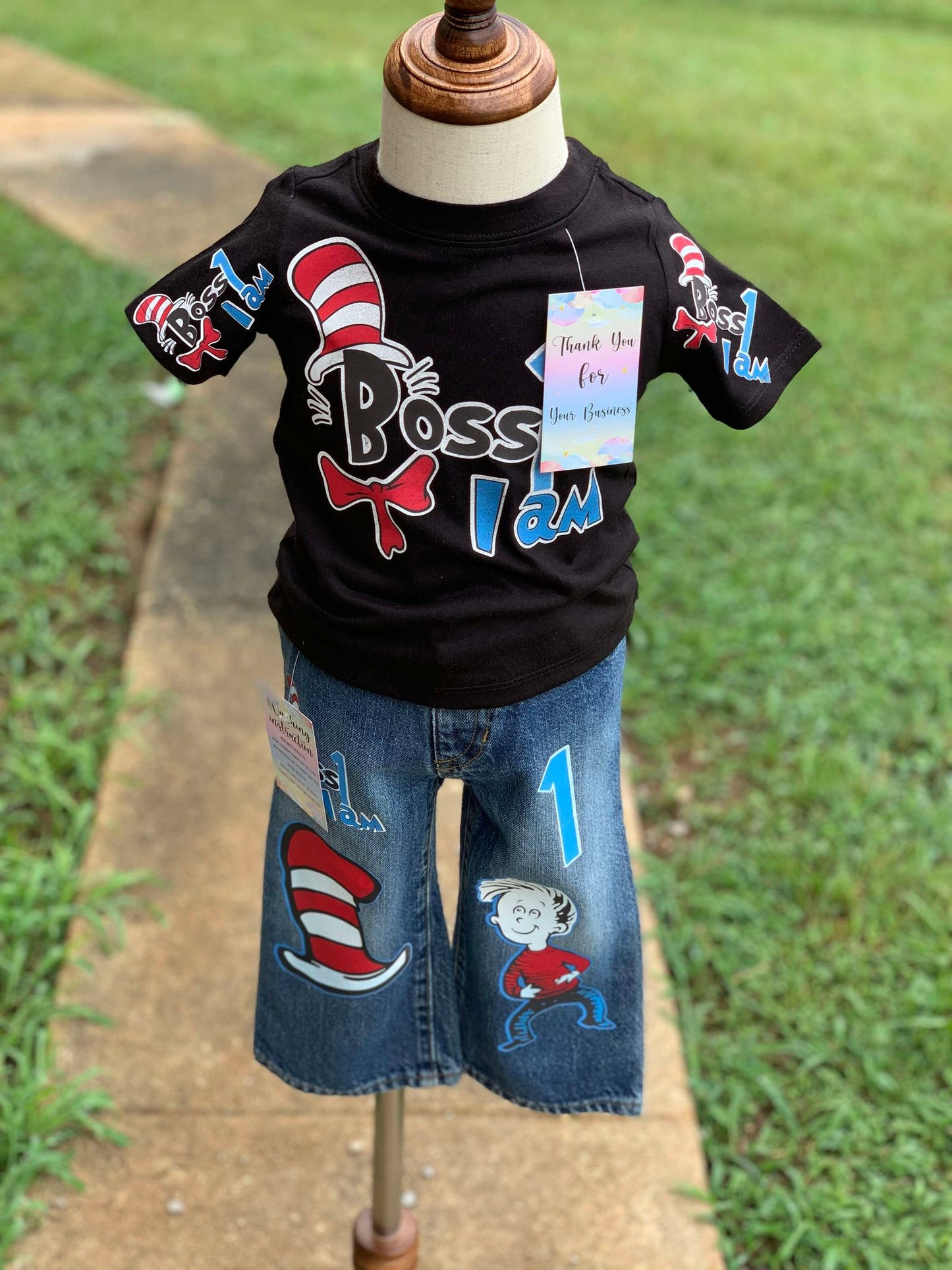 Dr. Seuss Cat in the Hat Overalls or Jean Set