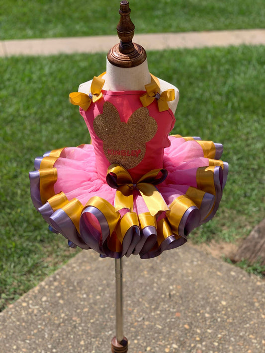 Pink, purple and gold back out Bodice Tutu set