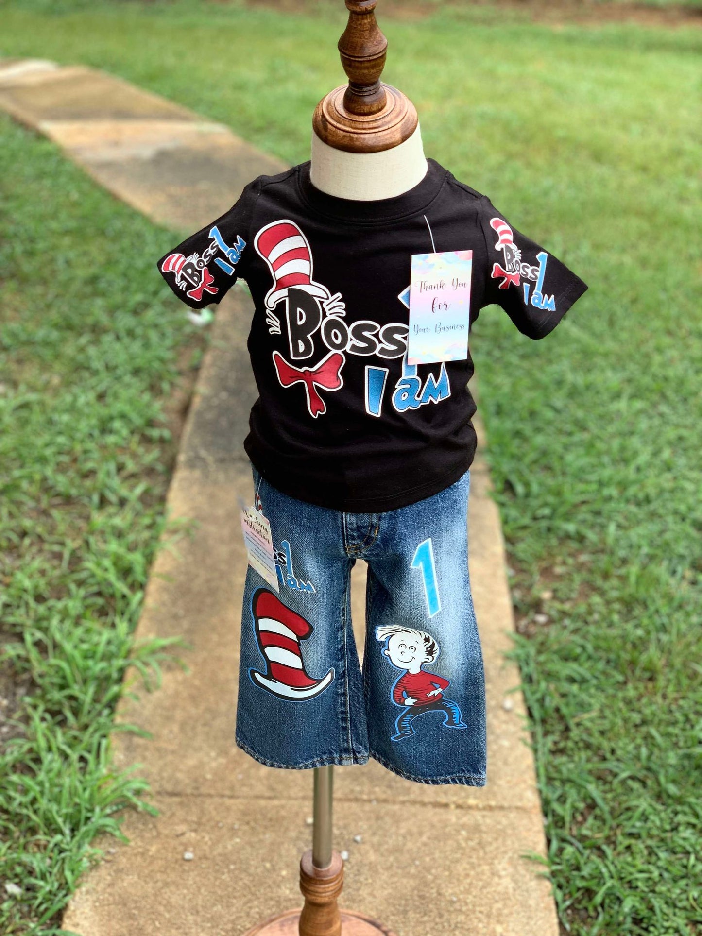Dr. Seuss Cat in the Hat Overalls or Jean Set
