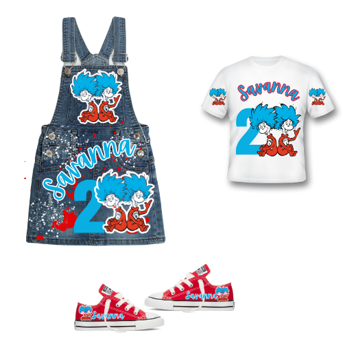 Thing One/2 Blue jean skirt set